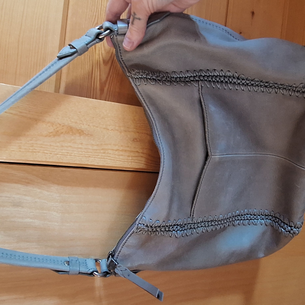 Stylish Gray Leather Shoulder Bag